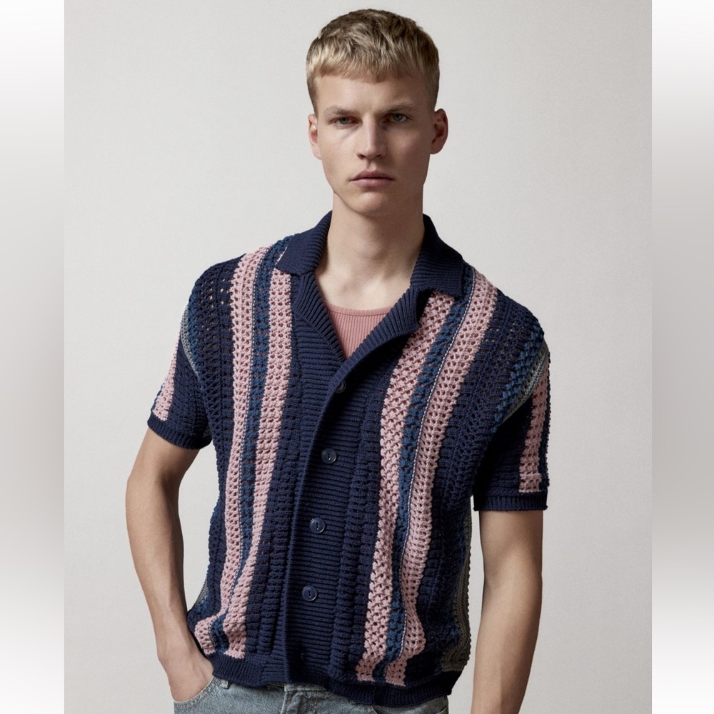 Urban Outfitters BDG Striped Button-down Short Sleeve Sweater